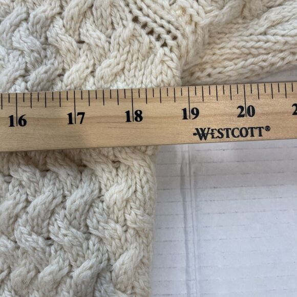 Aran Sweater Market Sweater Women Large Ivory Shawl Cardigan Ireland Virgin Wool - Picture 9 of 12
